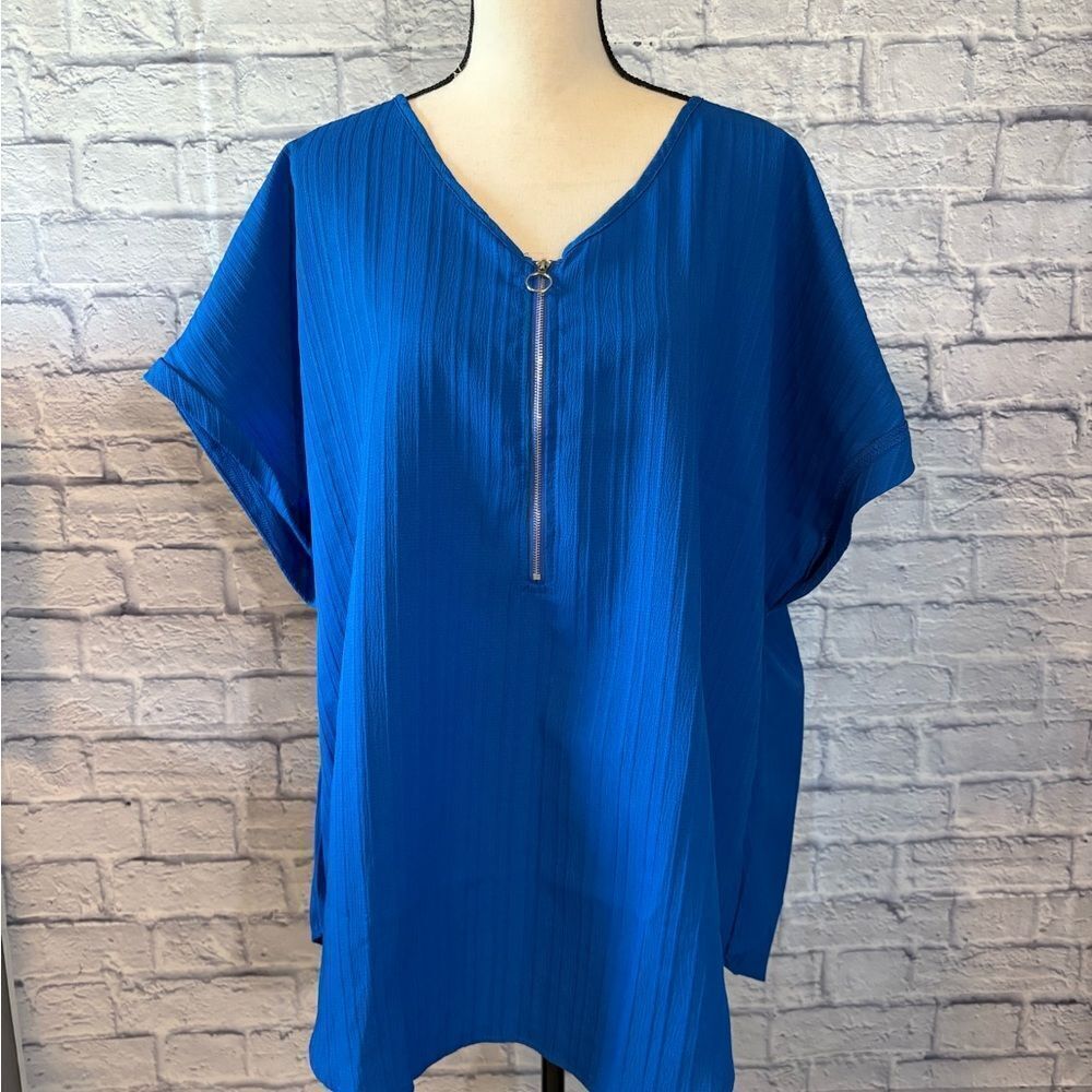 SHEIN Royal Blue Blouse with Zipper Accent